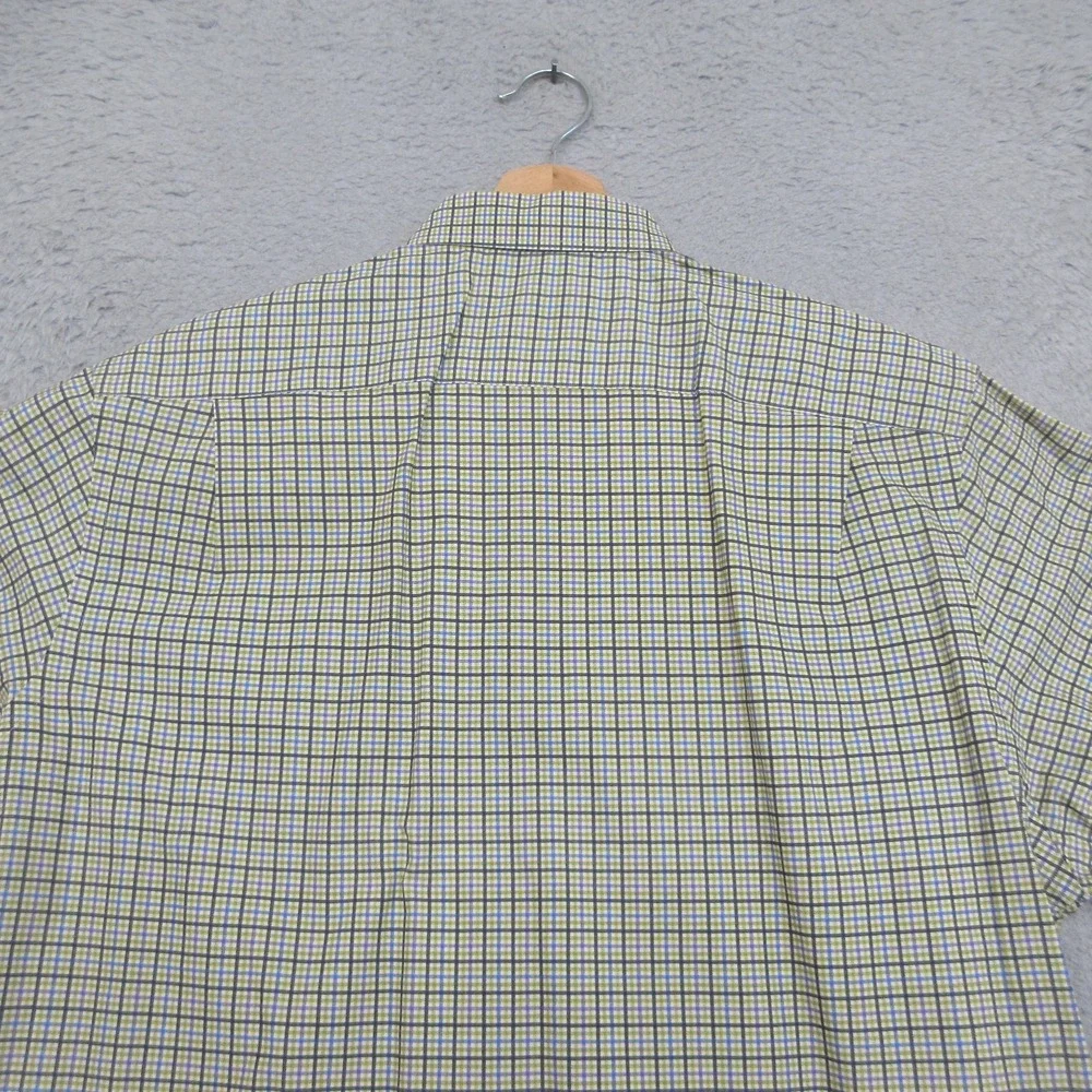 Vintage Alexander Julian Check Shirt Men L Green Plaid Flip Cuff Y2K Cotton 2002
